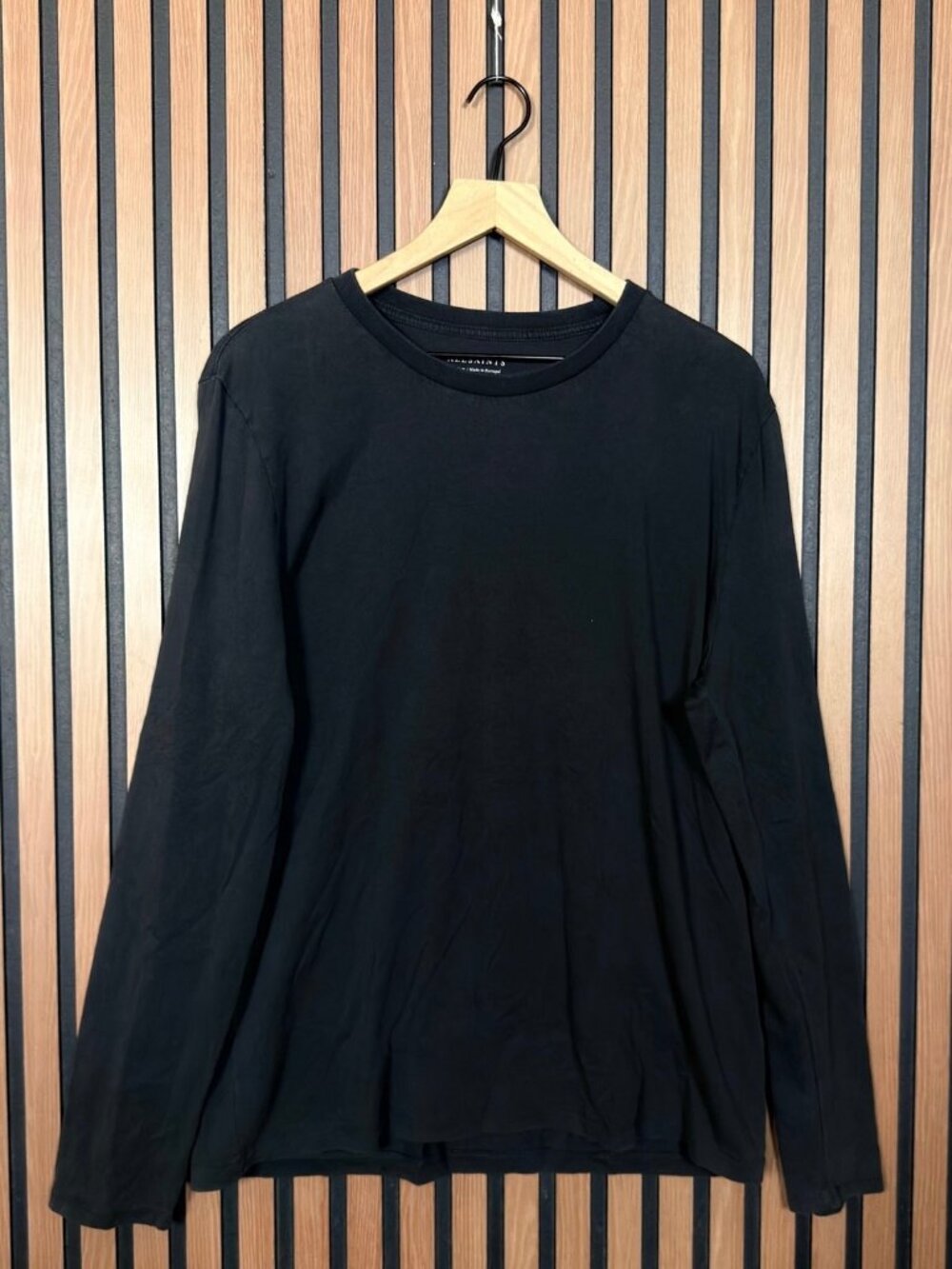 AllSaints T Shirt Medium Mens Faded Black Draco Graphic Long Sleeve Relaxed Fit